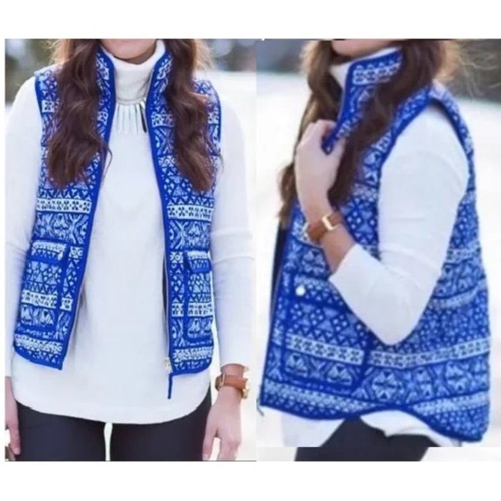 J. Crew Down Aztec Quilted Puffer Vest Women's Size XS